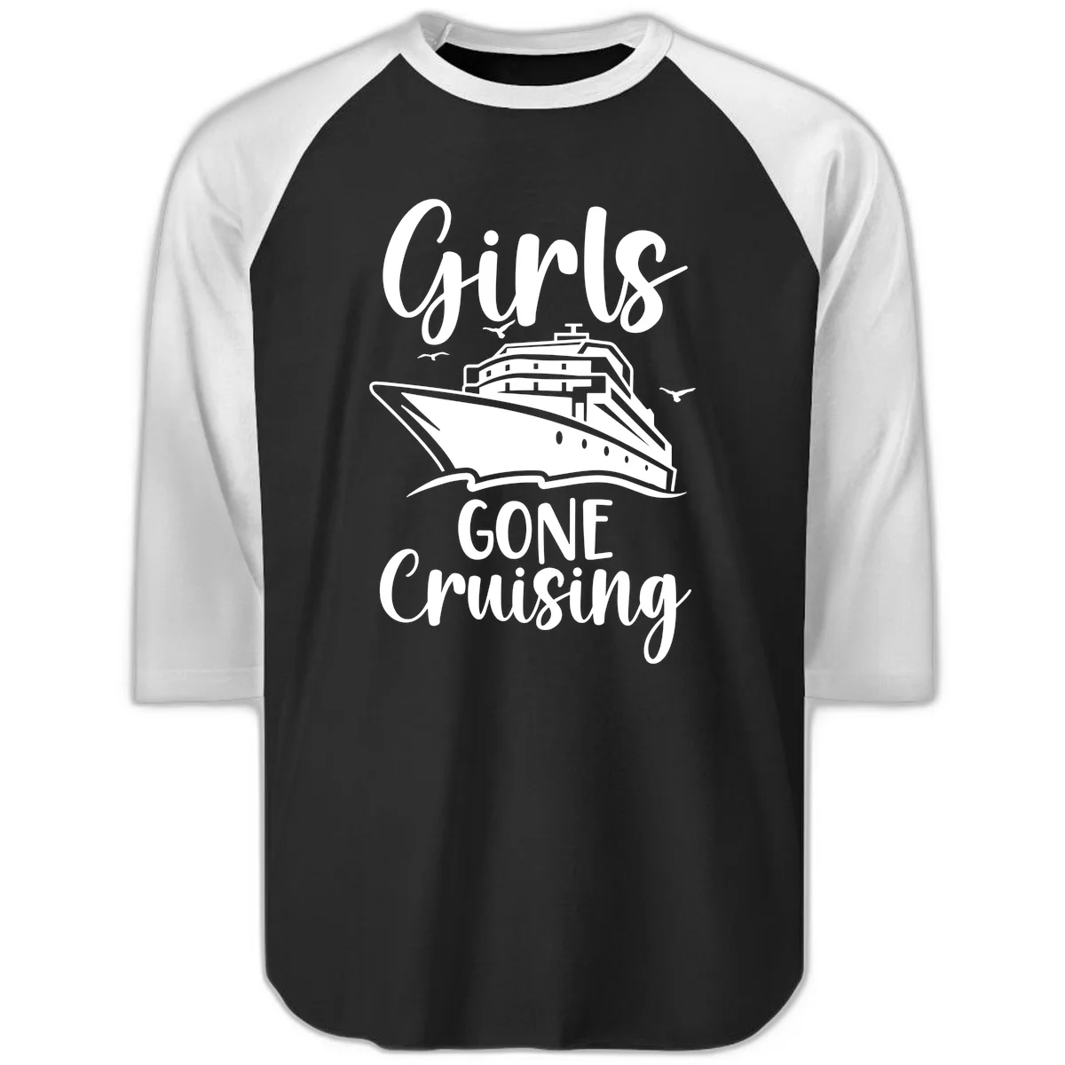 Girls Gone Cruising Raglan 3/4 Sleeve in Black White