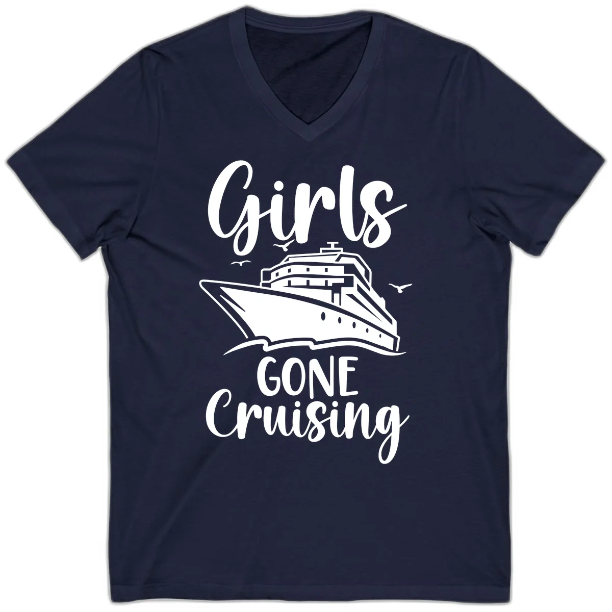 Girls Gone Cruising V-Neck T-Shirt in Navy