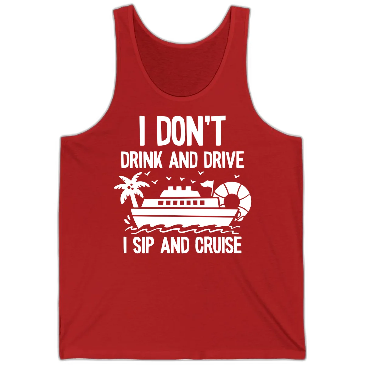 Sip And Cruise Funny Nautical Design Tank in Red