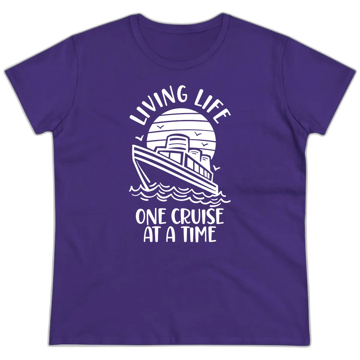 Living Life One Cruise At A Time Ladies Tee in Purple