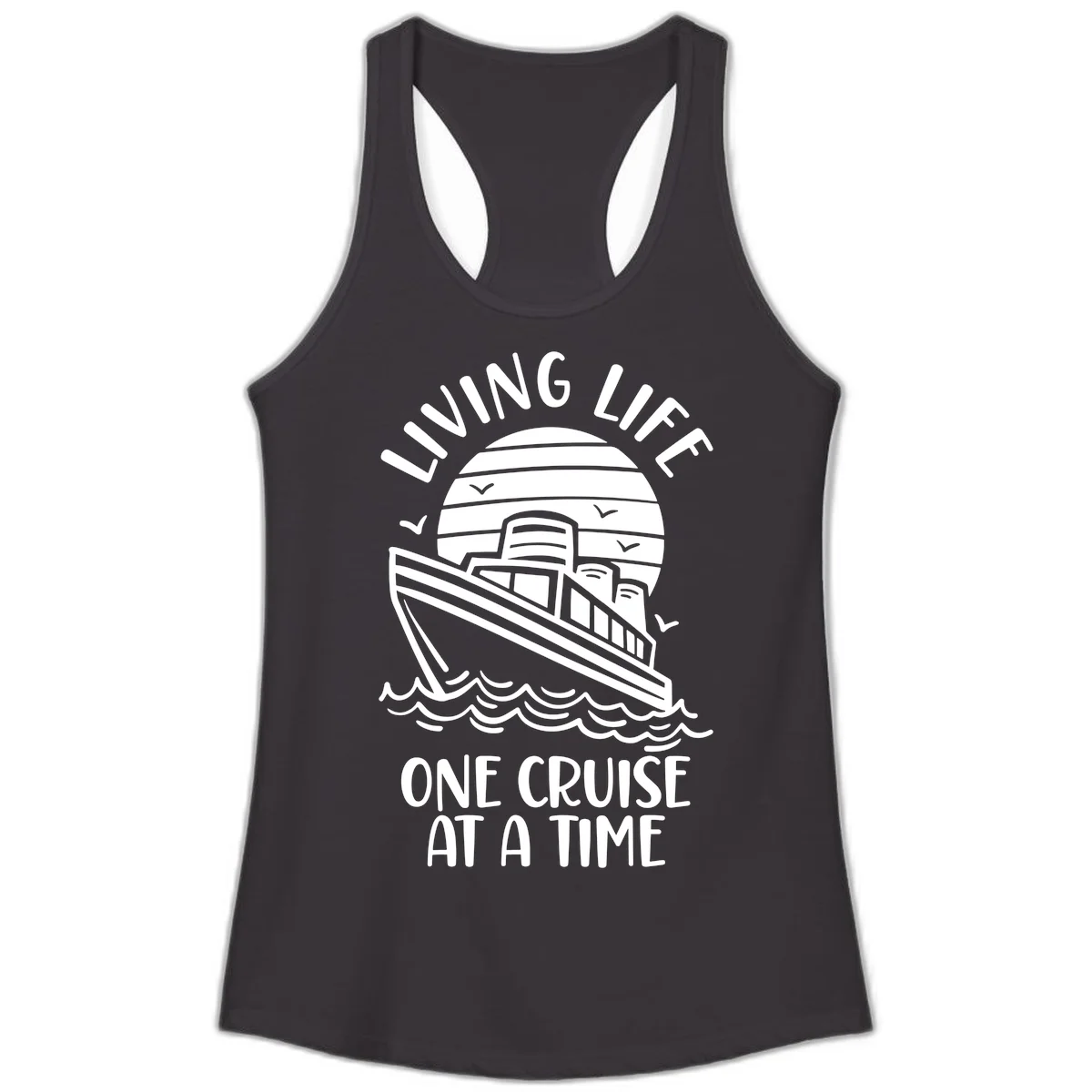 Living Life One Cruise At A Time Ladies Tank in Black