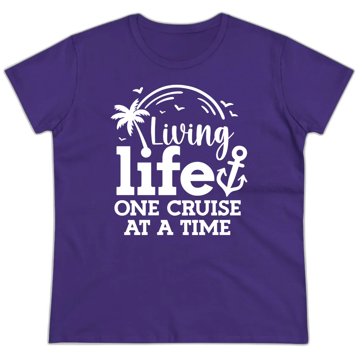 Living Life One Cruise At A Time Ladies Tee in Purple
