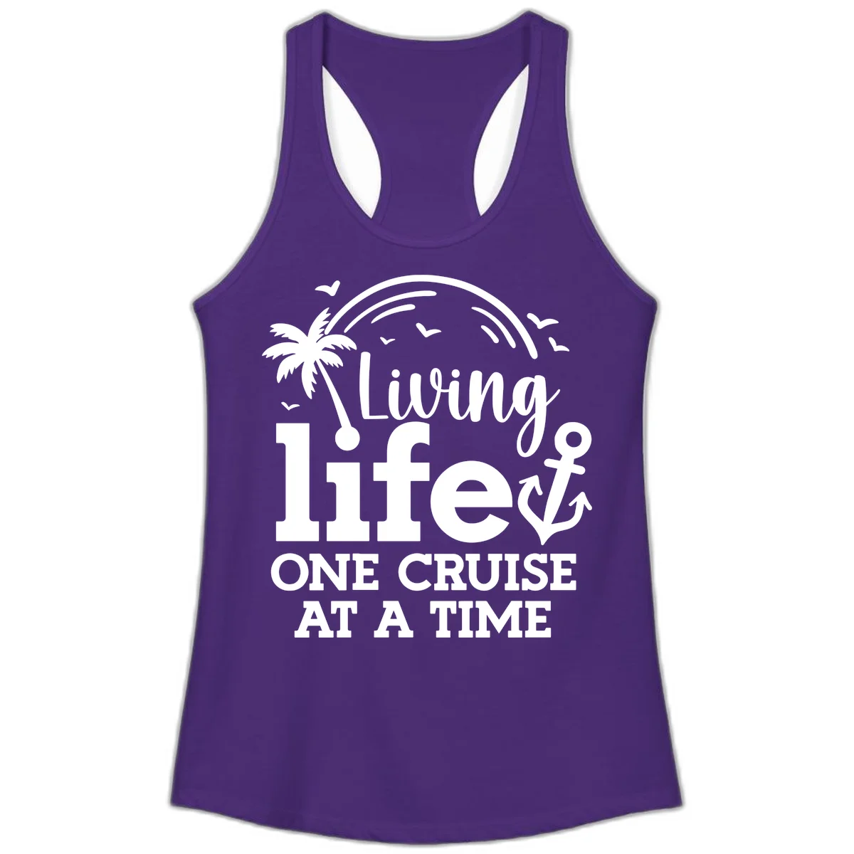 Living Life One Cruise At A Time Ladies Tank in Solid Purple Rush