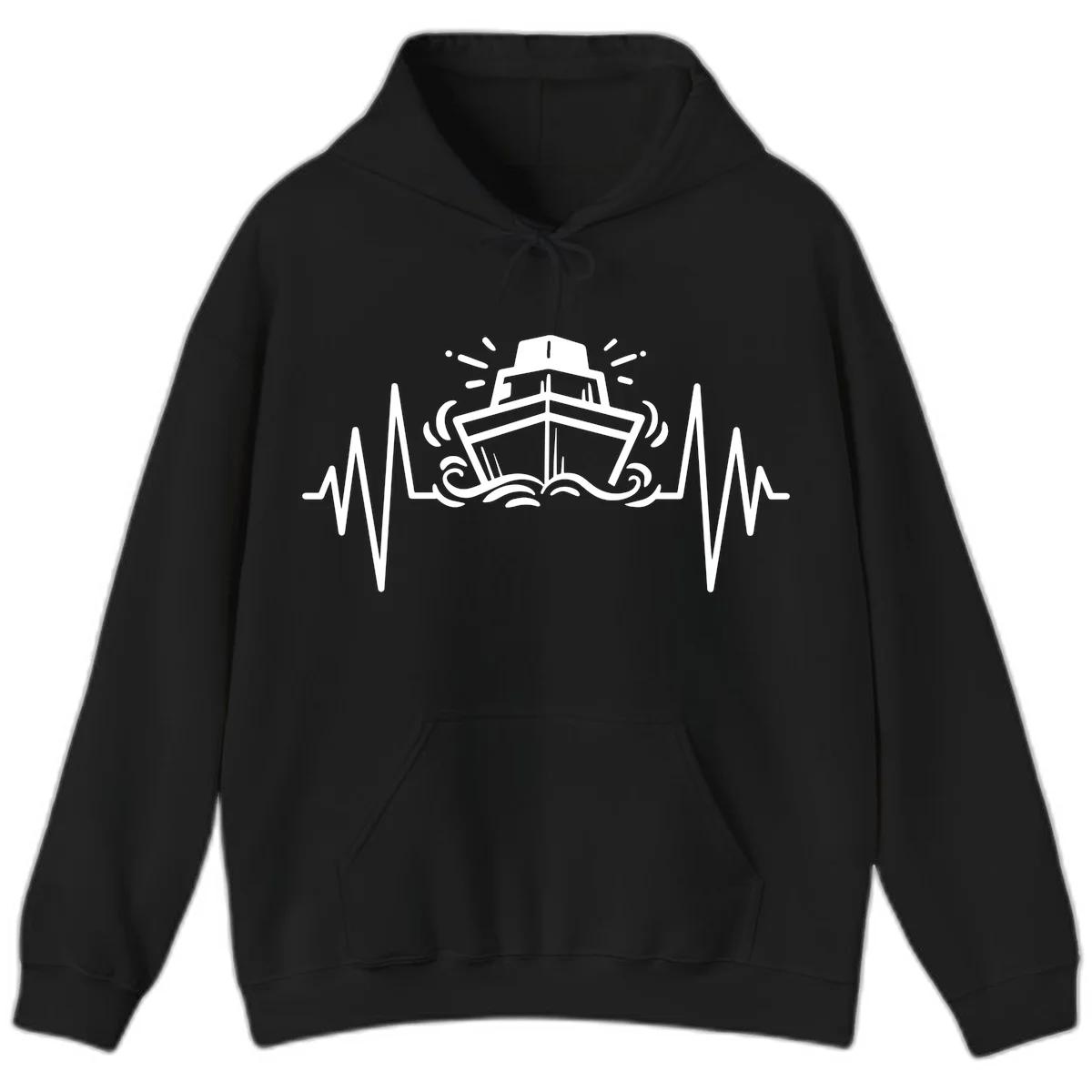 Cruise Ship Heartbeat Hoodie in Black