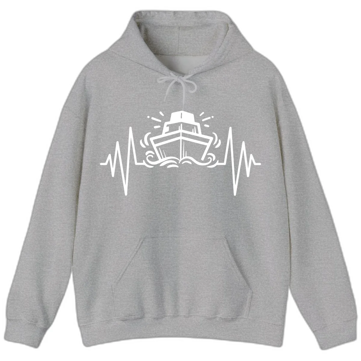Cruise Ship Heartbeat Hoodie in Sport Grey