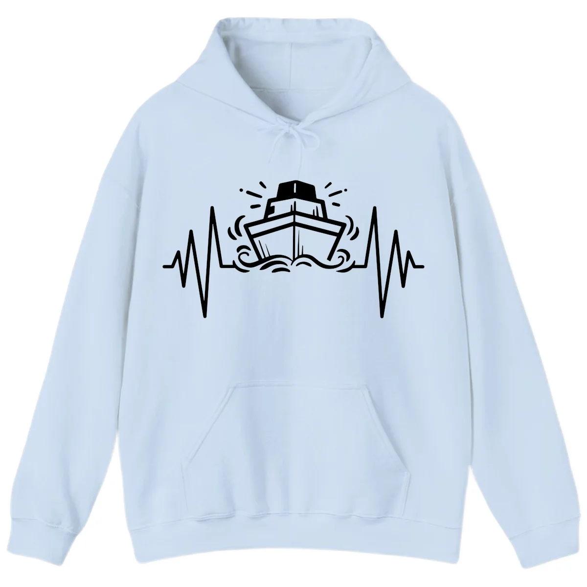 Cruise Ship Heartbeat Hoodie in Light Blue