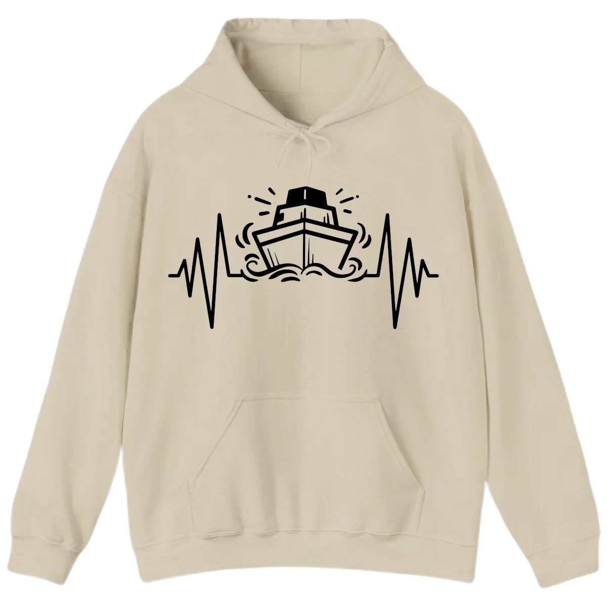 Cruise Ship Heartbeat Hoodie in Sand