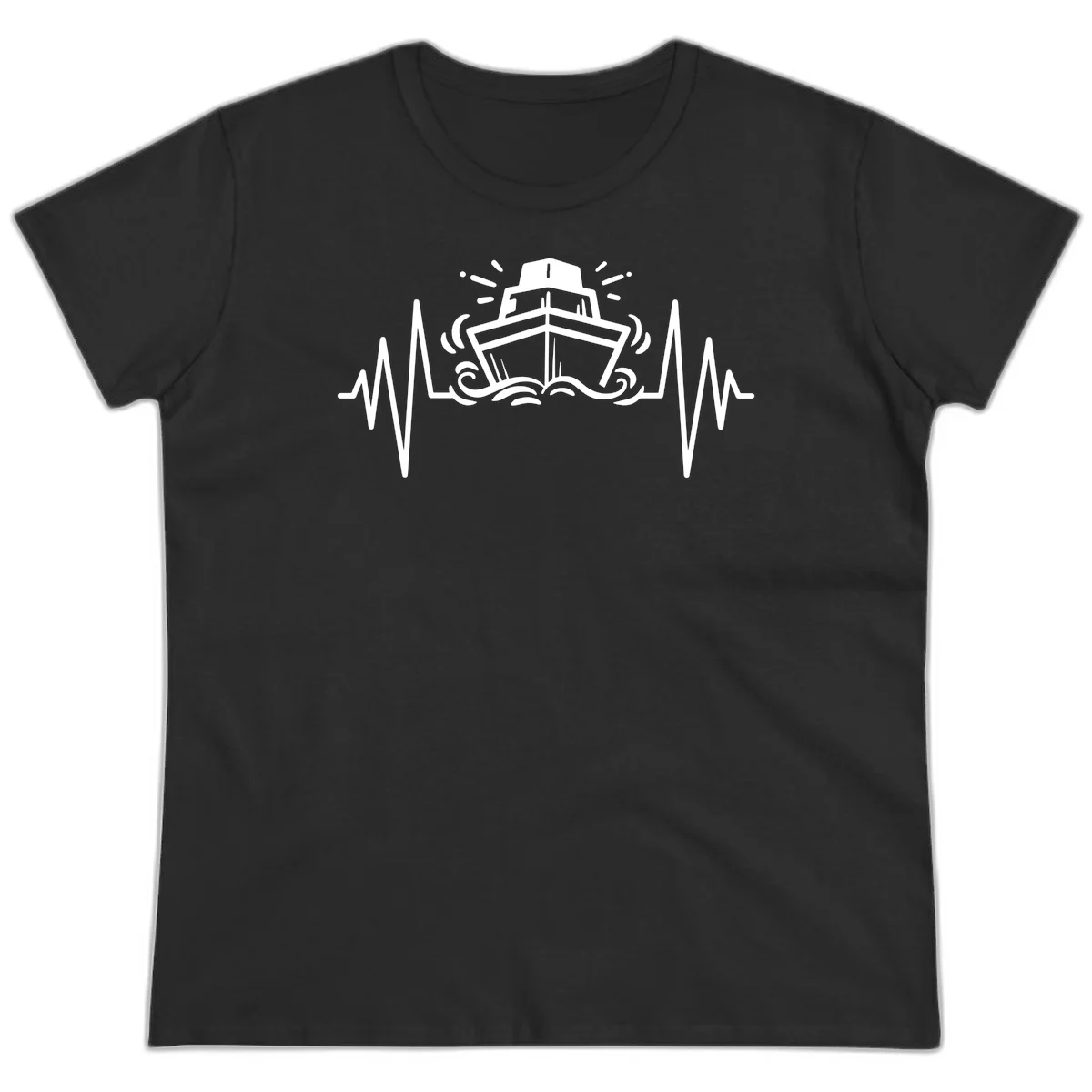 Cruise Ship Heartbeat Ladies Tee in Black