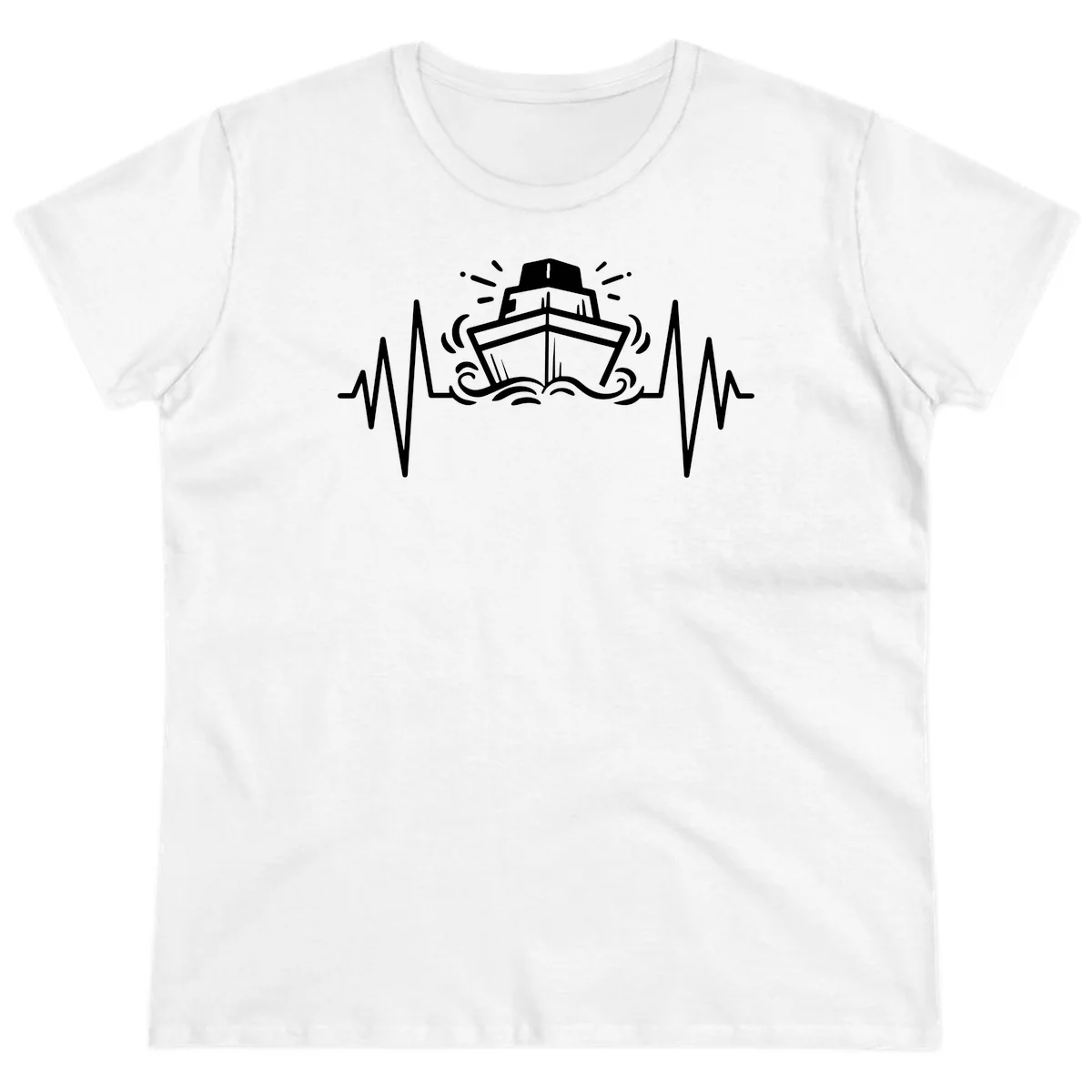 Cruise Ship Heartbeat Ladies Tee in White