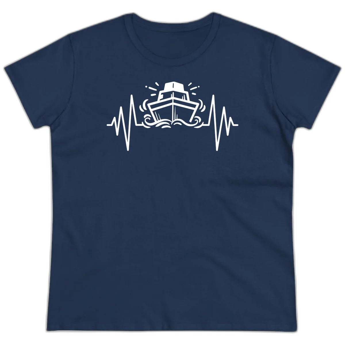 Cruise Ship Heartbeat Ladies Tee in Navy