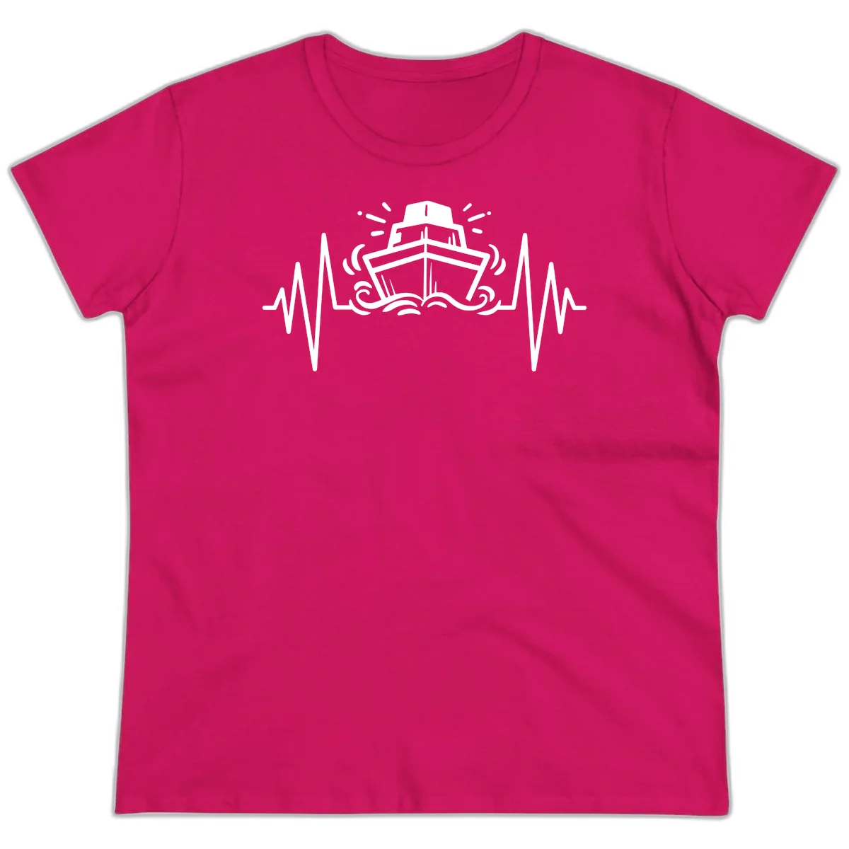Cruise Ship Heartbeat Ladies Tee in Heliconia