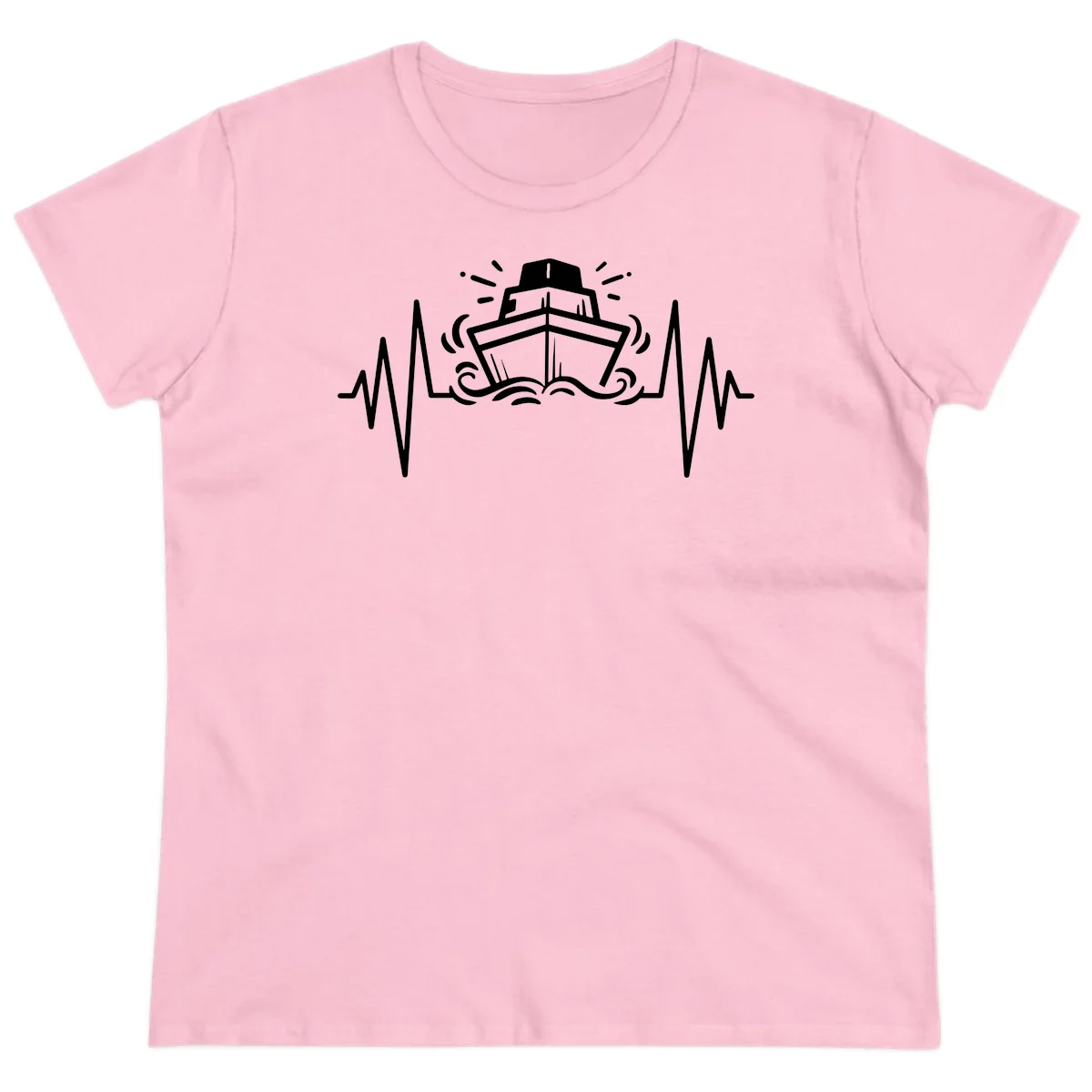 Cruise Ship Heartbeat Ladies Tee in Light Pink