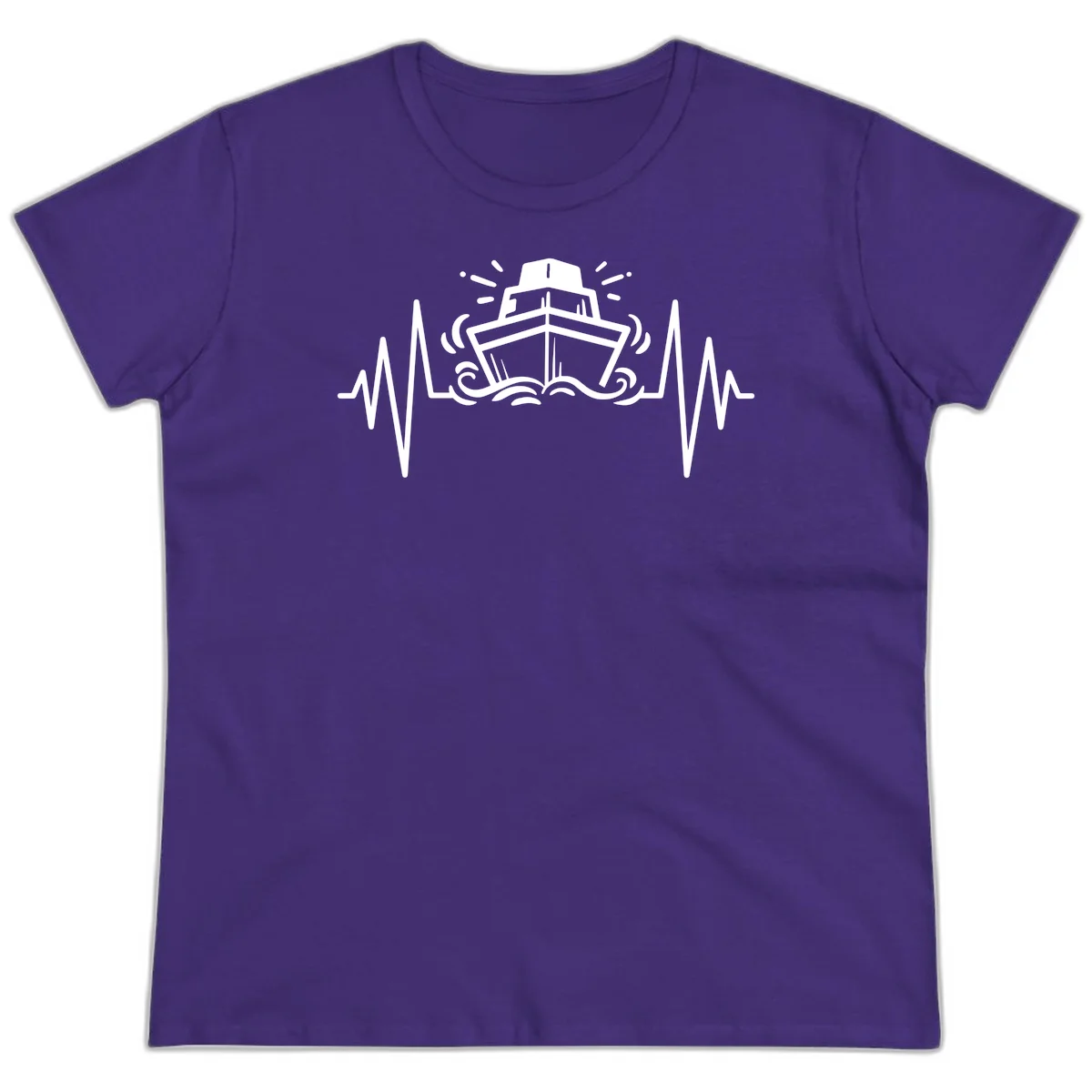 Cruise Ship Heartbeat Ladies Tee in Purple