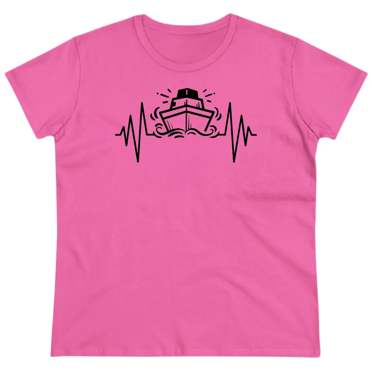 Cruise Ship Heartbeat Ladies Tee in Azalea