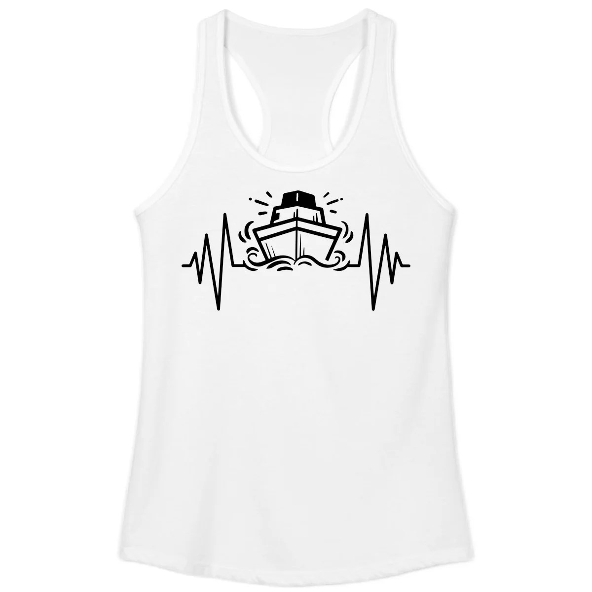 Cruise Ship Heartbeat Ladies Tank in White