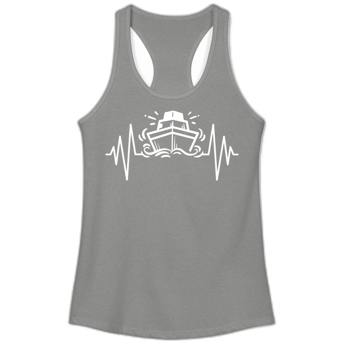 Cruise Ship Heartbeat Ladies Tank in Heather Grey