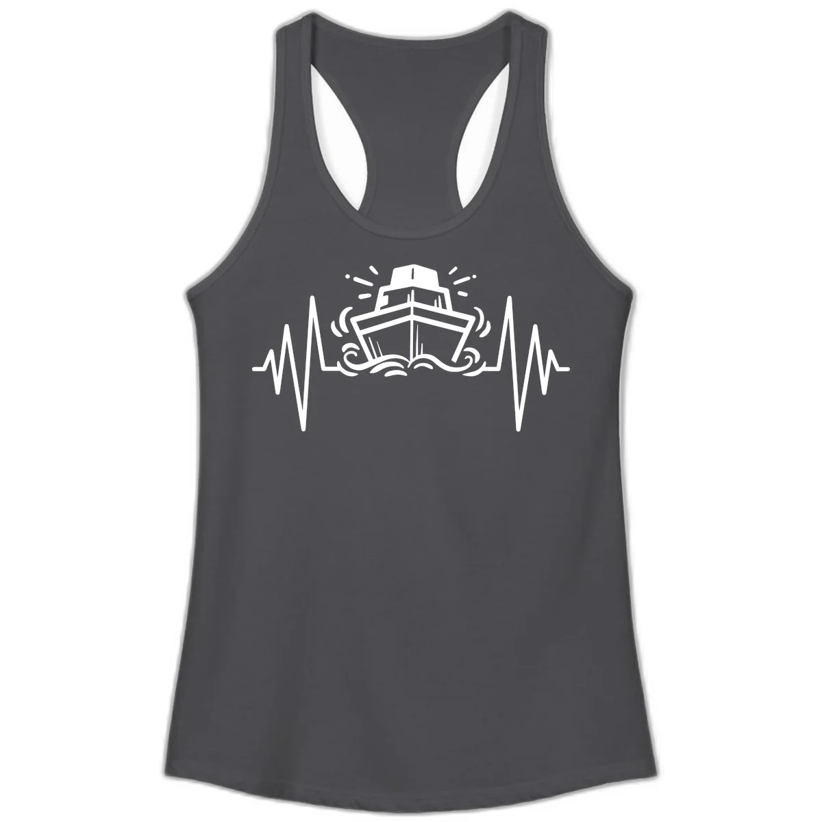 Cruise Ship Heartbeat Ladies Tank in Solid Dark Gray