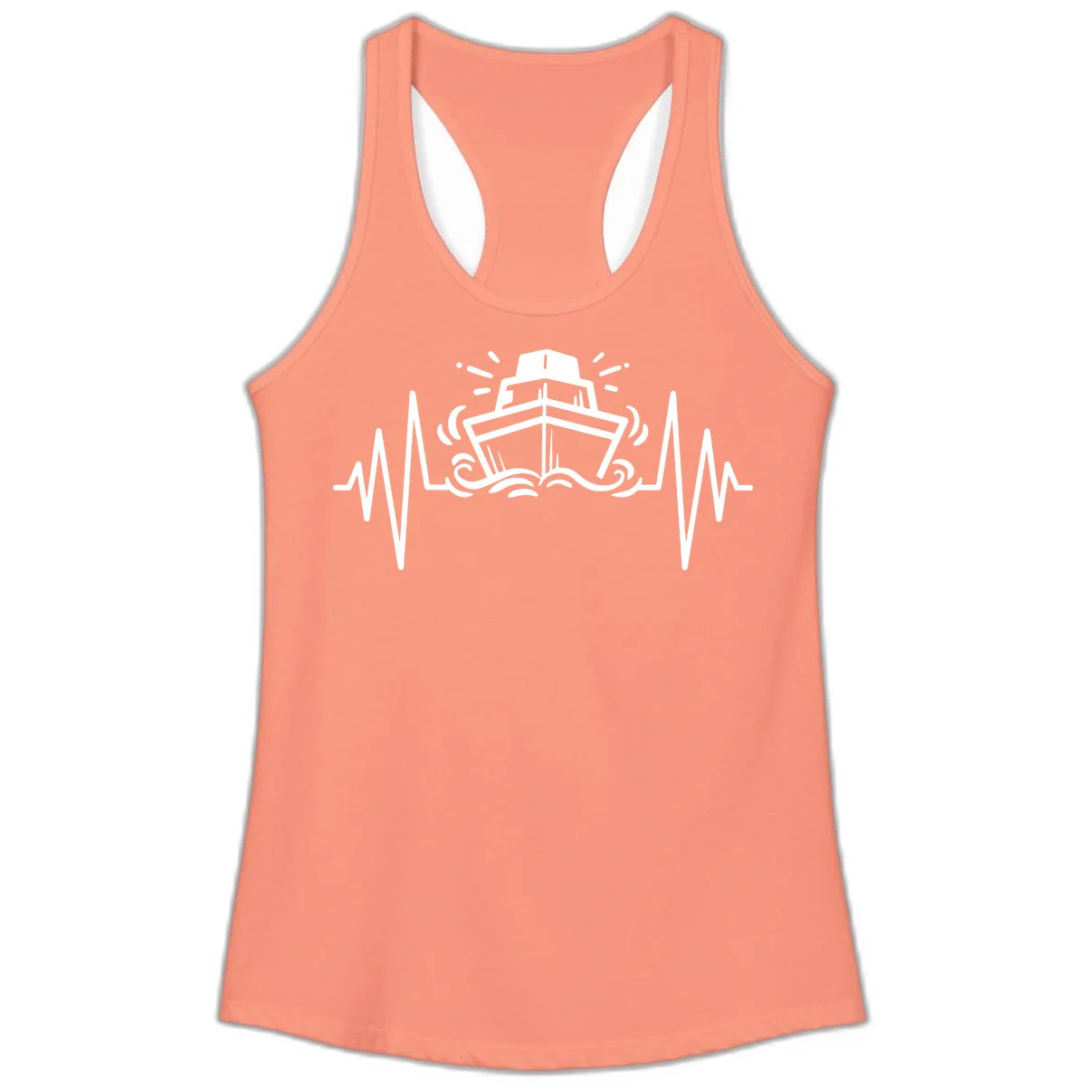 Cruise Ship Heartbeat Ladies Tank in Solid Light Orange