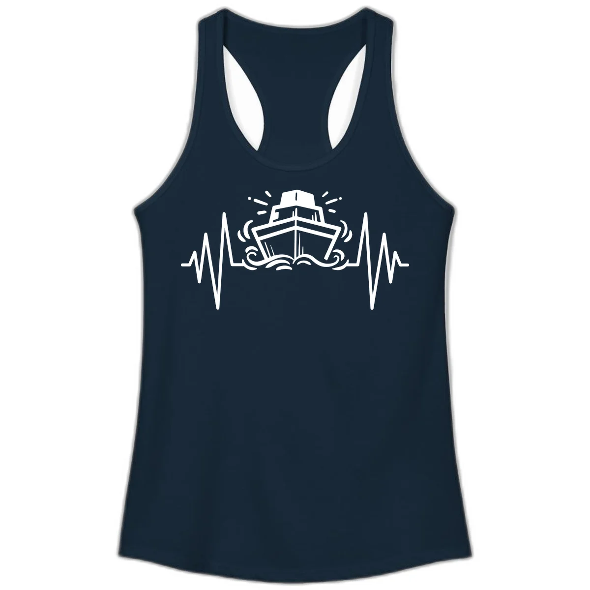 Cruise Ship Heartbeat Ladies Tank in Solid Midnight Navy