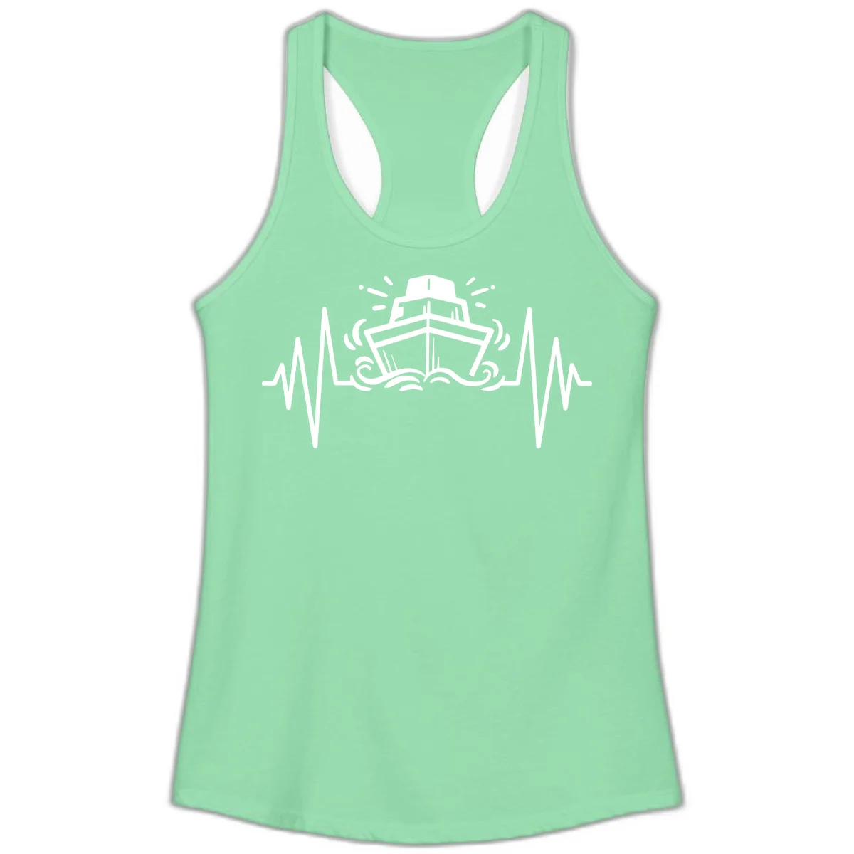 Cruise Ship Heartbeat Ladies Tank in Solid Mint