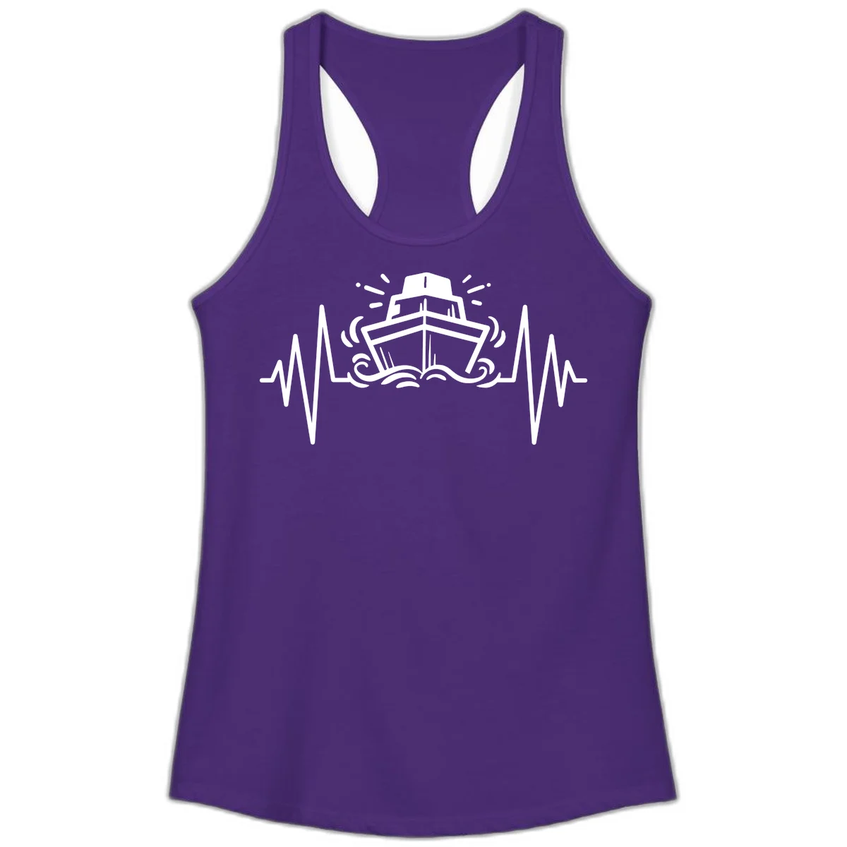 Cruise Ship Heartbeat Ladies Tank in Solid Purple Rush