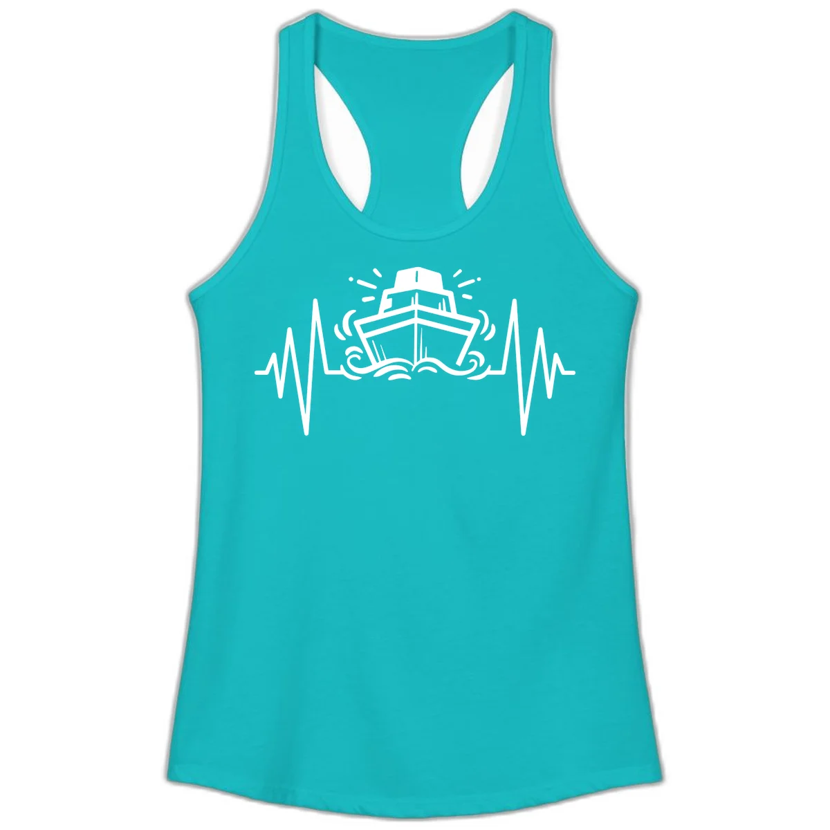 Cruise Ship Heartbeat Ladies Tank in Tahiti Blue