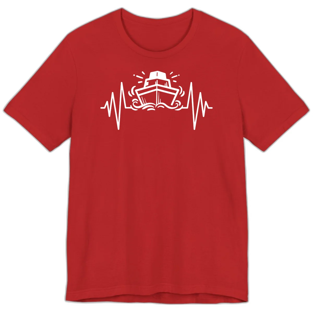 Cruise Ship Heartbeat Premium T-Shirt in Red