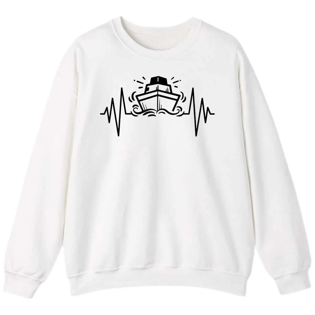 Cruise Ship Heartbeat Sweatshirt in White