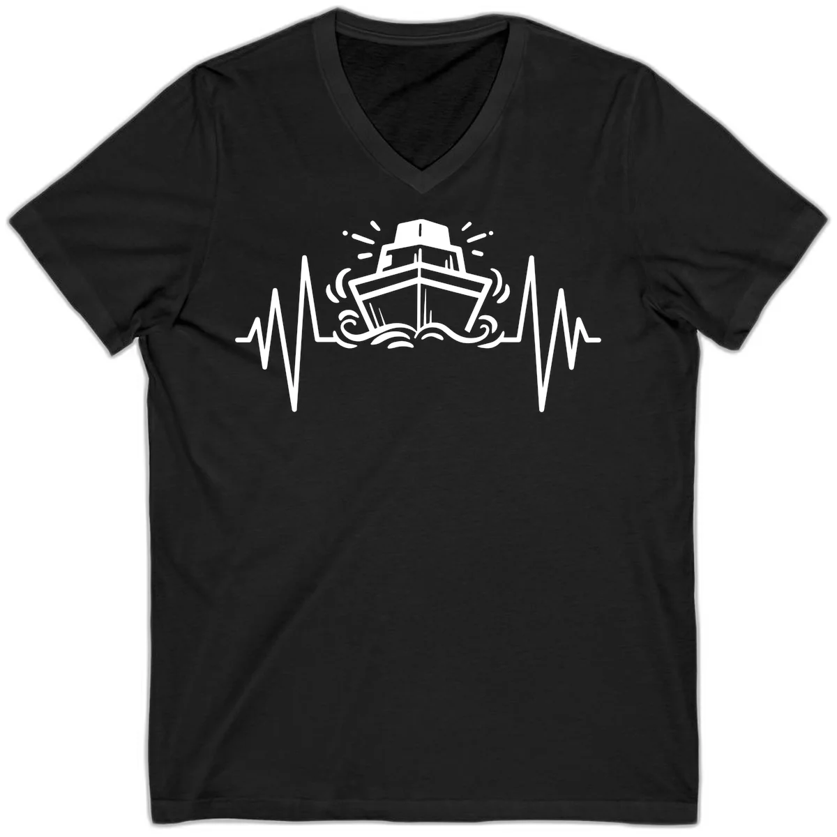 Cruise Ship Heartbeat V-Neck in Black