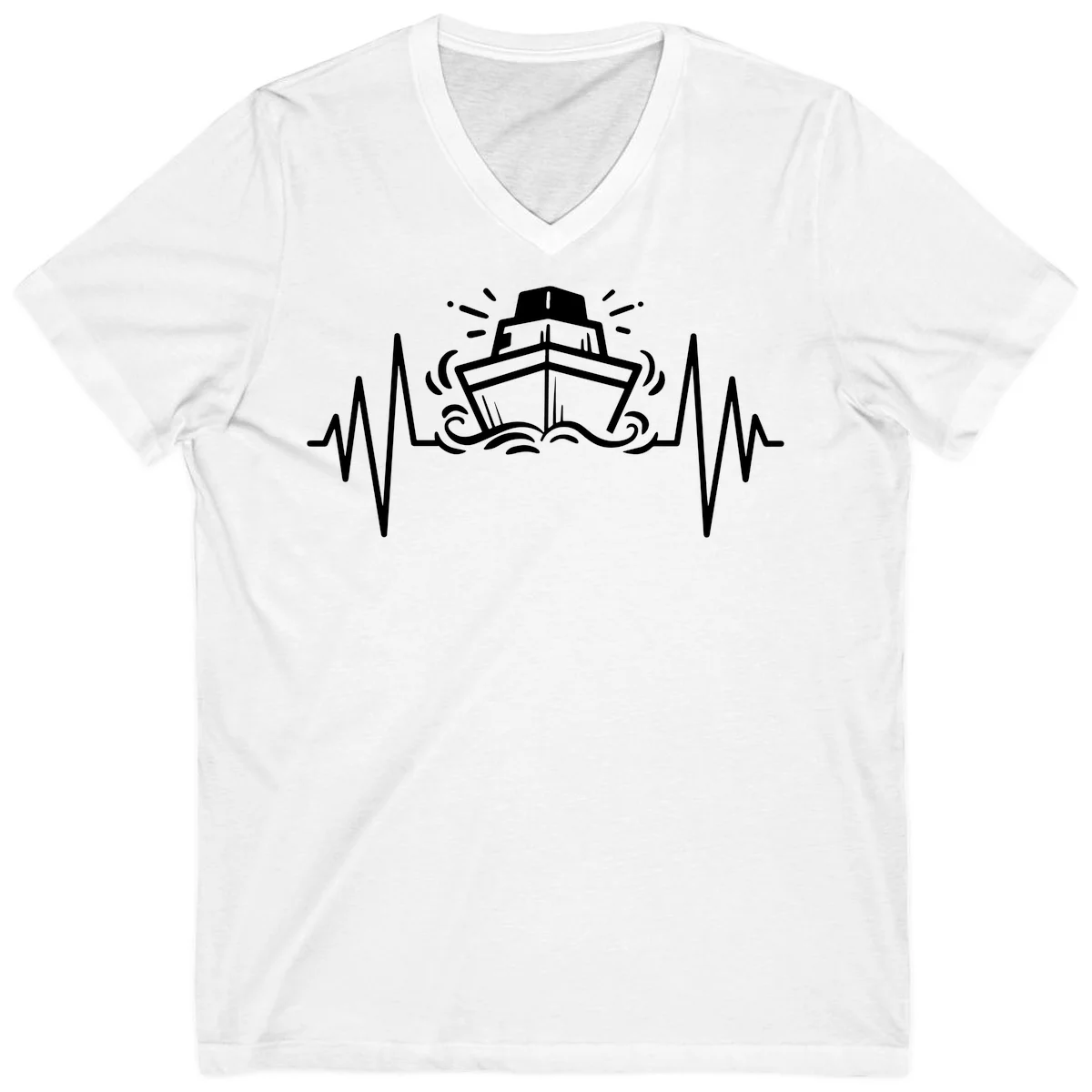 Cruise Ship Heartbeat V-Neck in White
