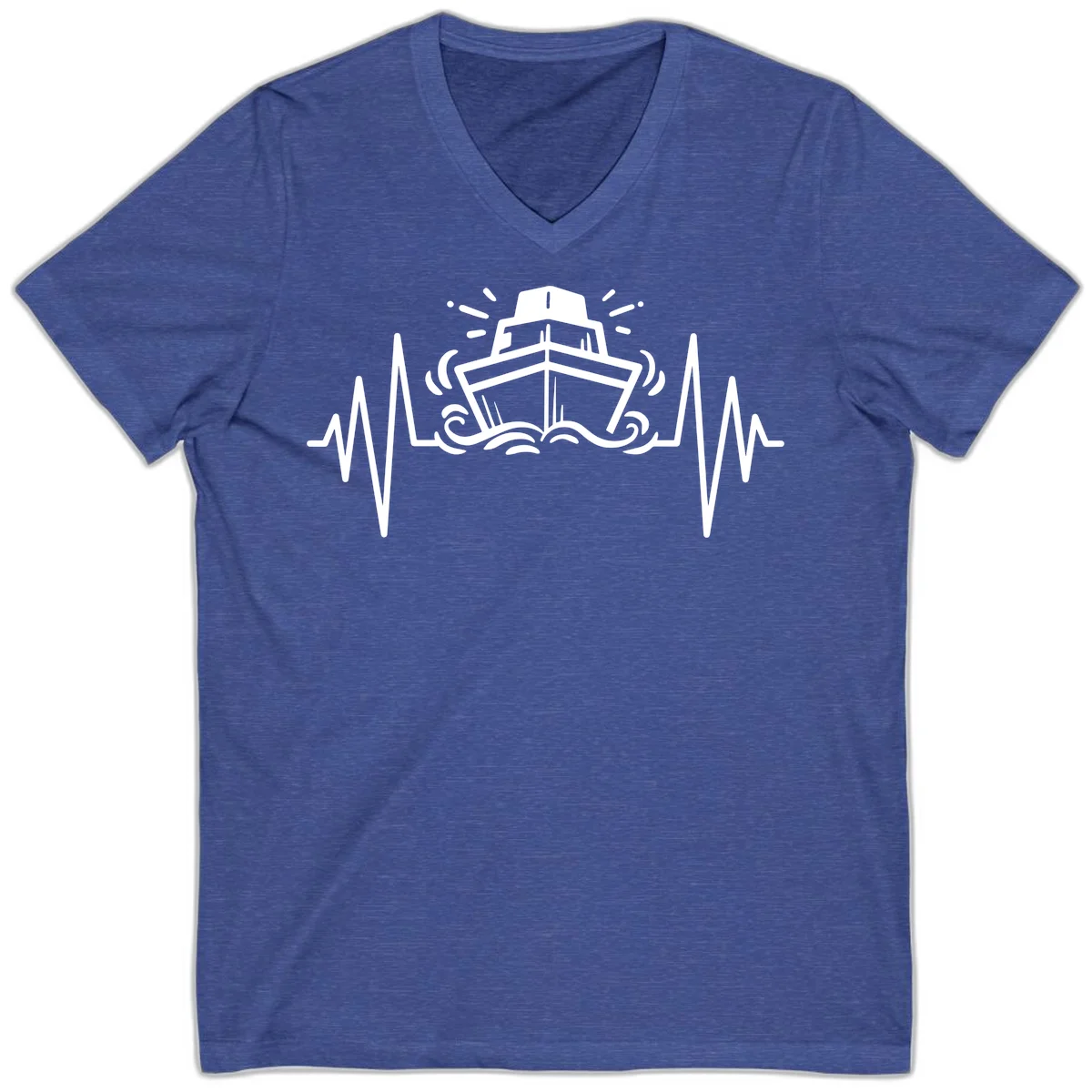 Cruise Ship Heartbeat V-Neck in Heather True Royal