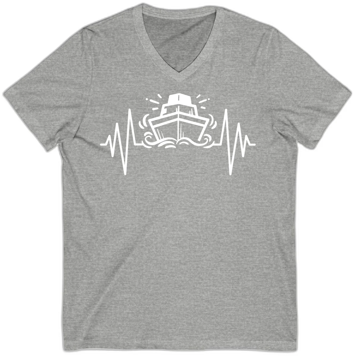 Cruise Ship Heartbeat V-Neck in Athletic Heather