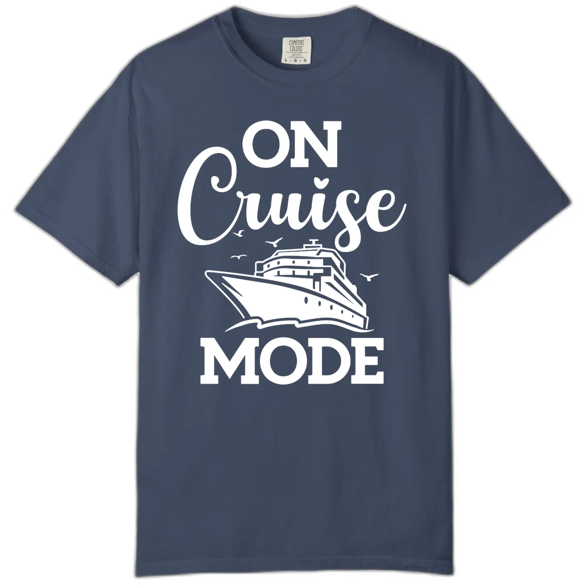 On Cruise Mode Comfort Colors Cruise Vacation Tee in Midnight