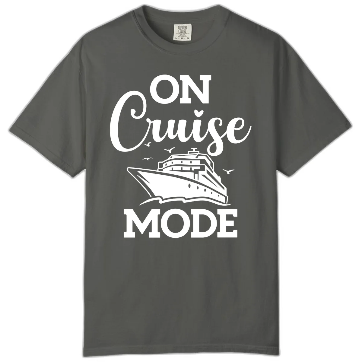 On Cruise Mode Comfort Colors Cruise Vacation Tee in Pepper
