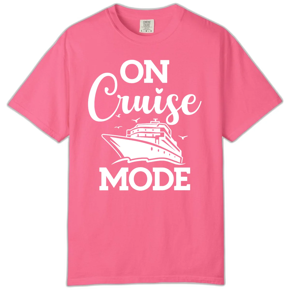 On Cruise Mode Comfort Colors Cruise Vacation Tee in Crunchberry