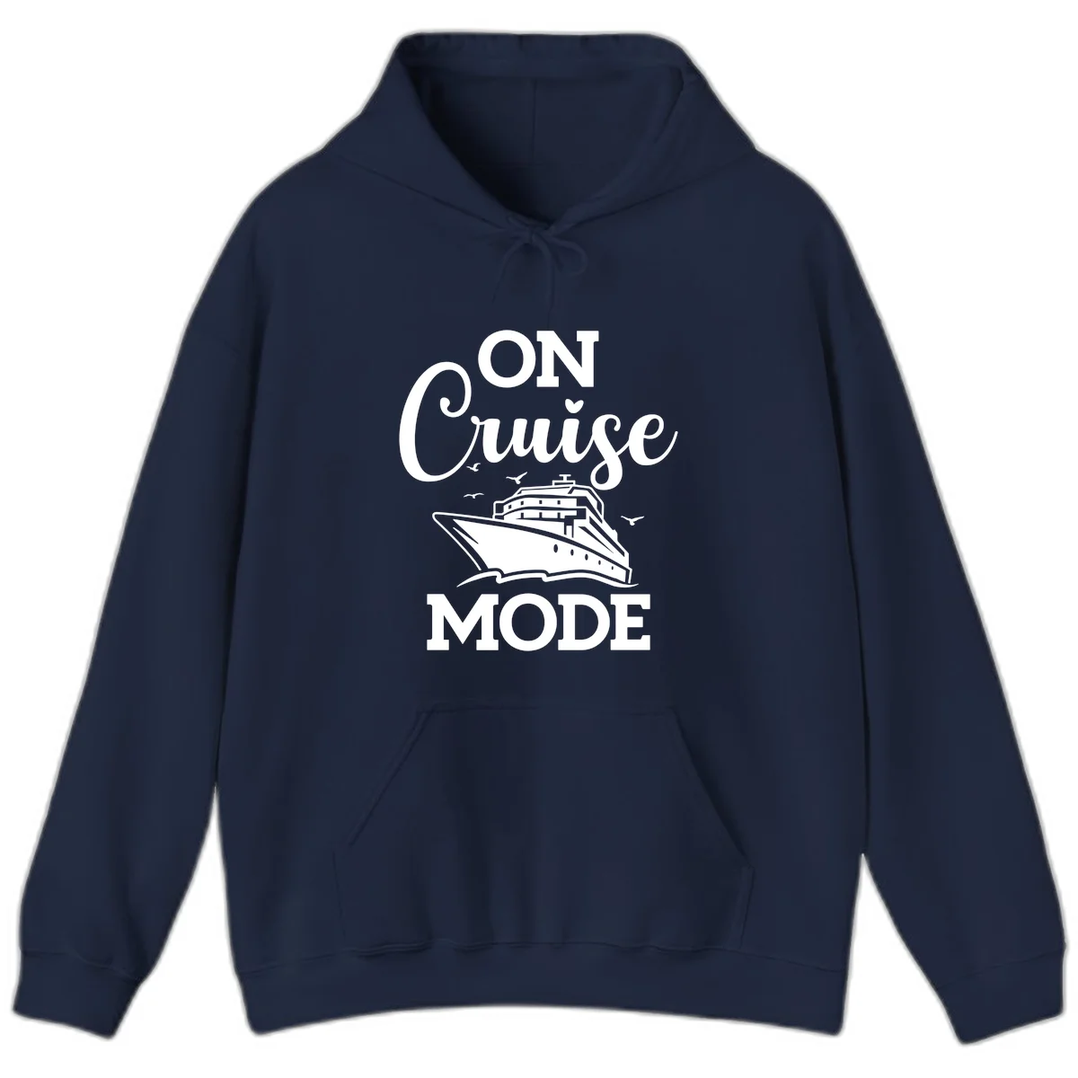 On Cruise Mode Cruise Vacation Hoodie for Travel in Navy
