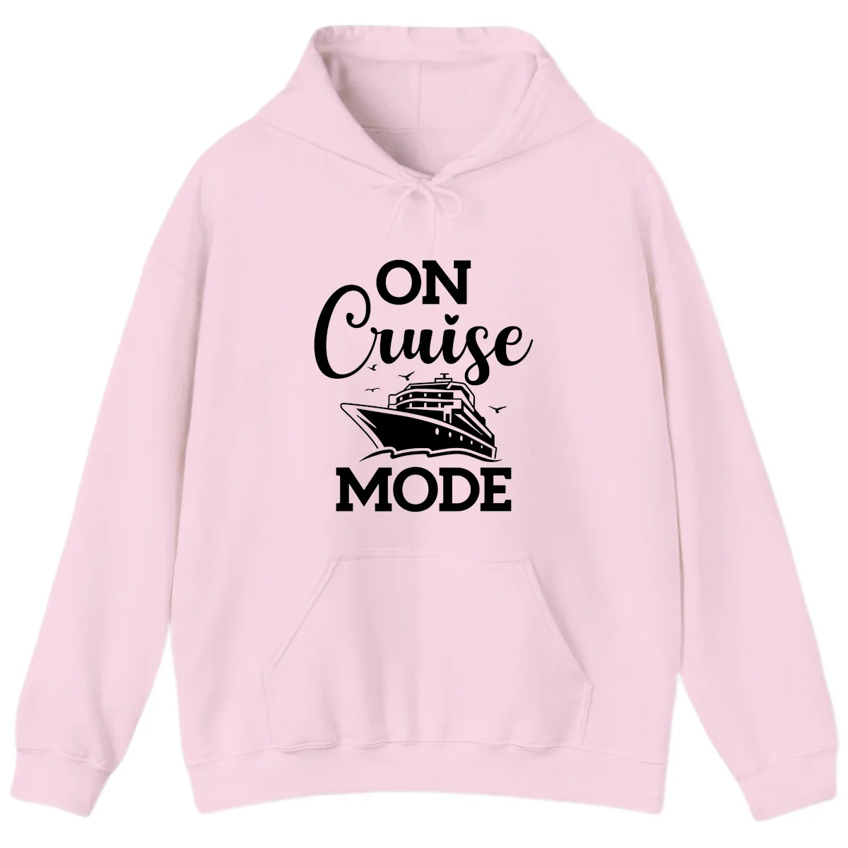 On Cruise Mode Cruise Vacation Hoodie for Travel in Light Pink