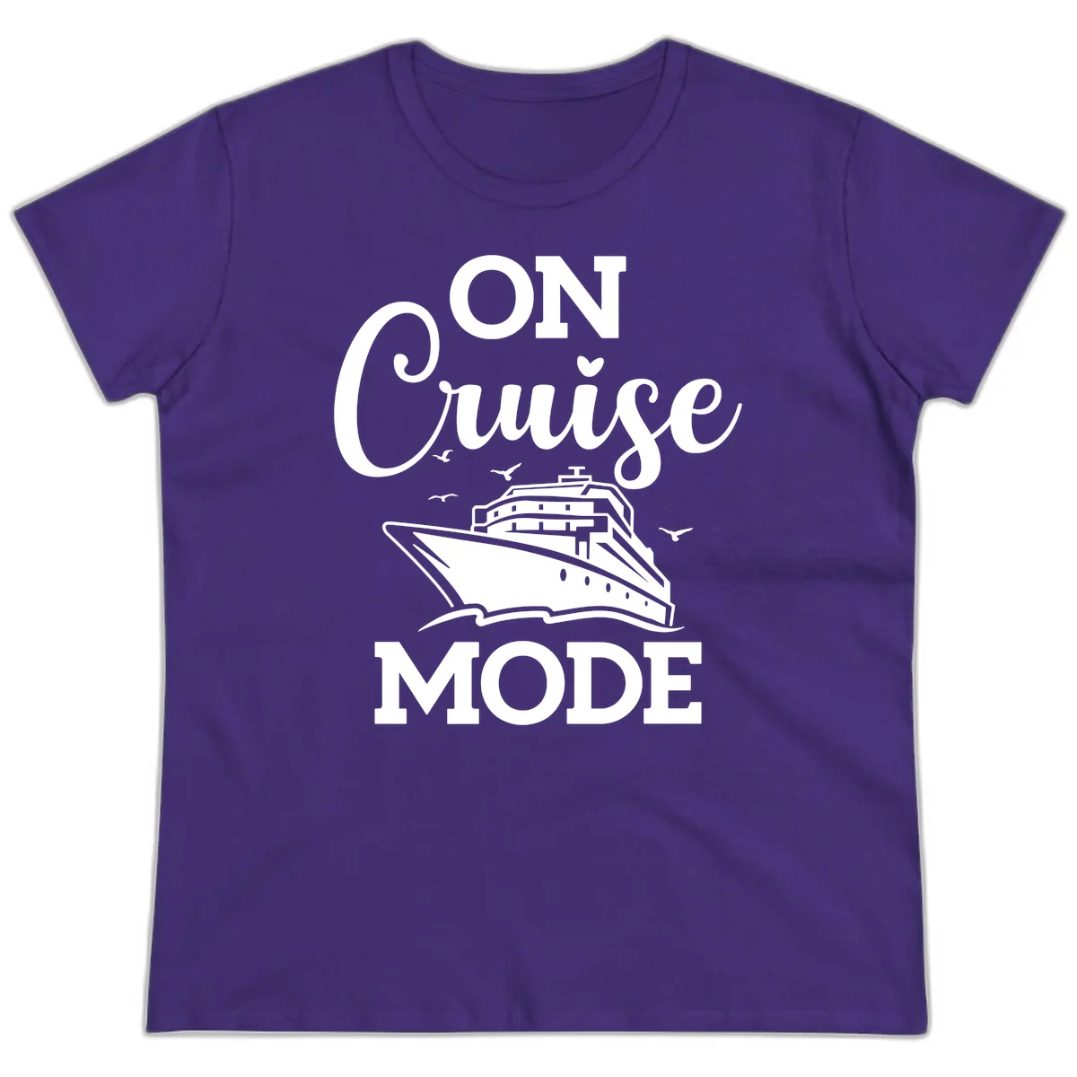 On Cruise Mode Ladies Vacation Tee for Cruising in Purple