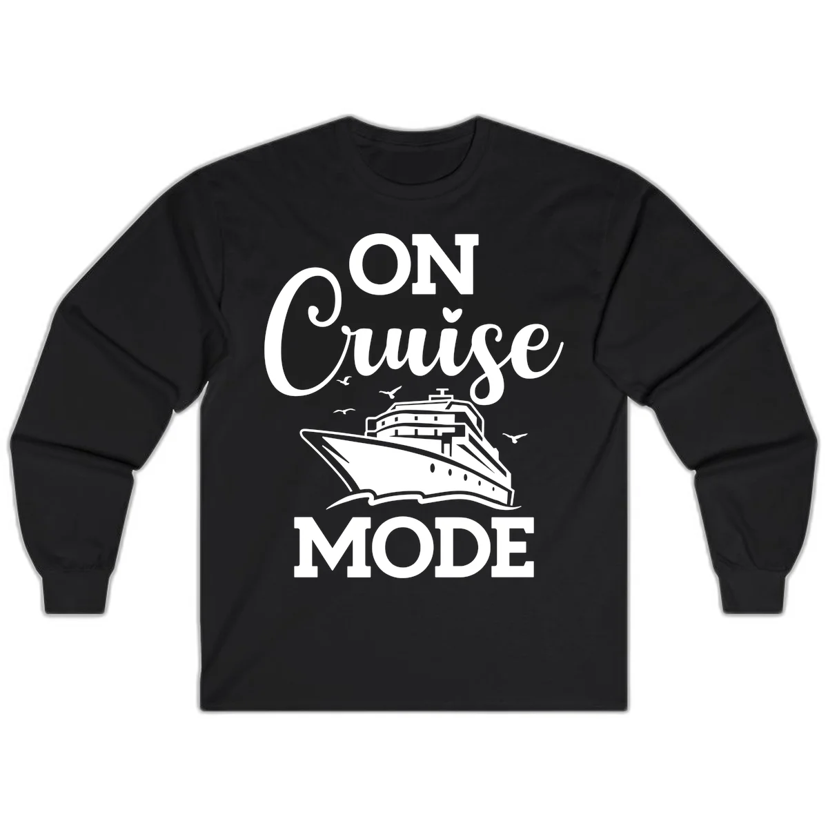 On Cruise Mode Long Sleeve Cruise Vacation Top in Black