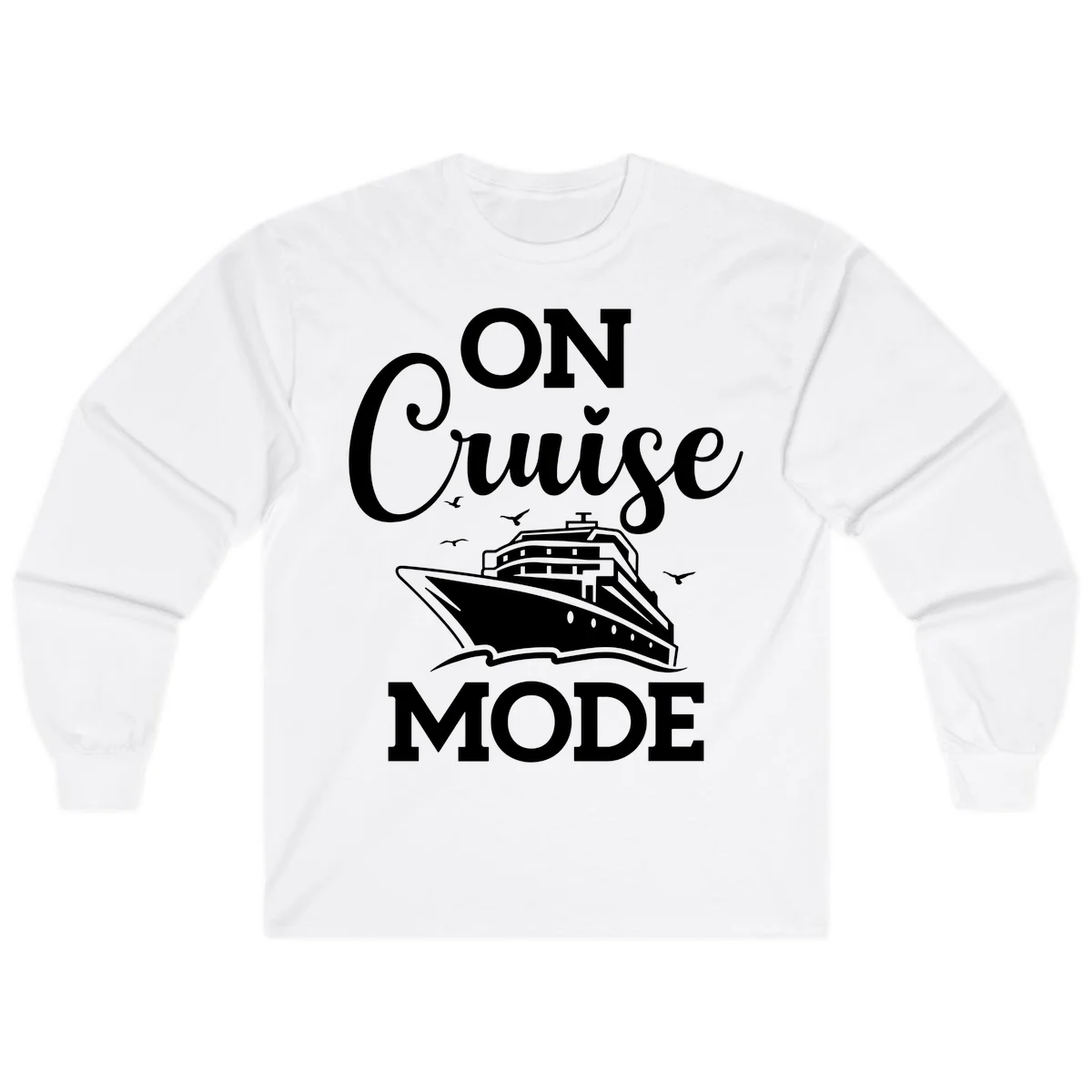 On Cruise Mode Long Sleeve Cruise Vacation Top in White