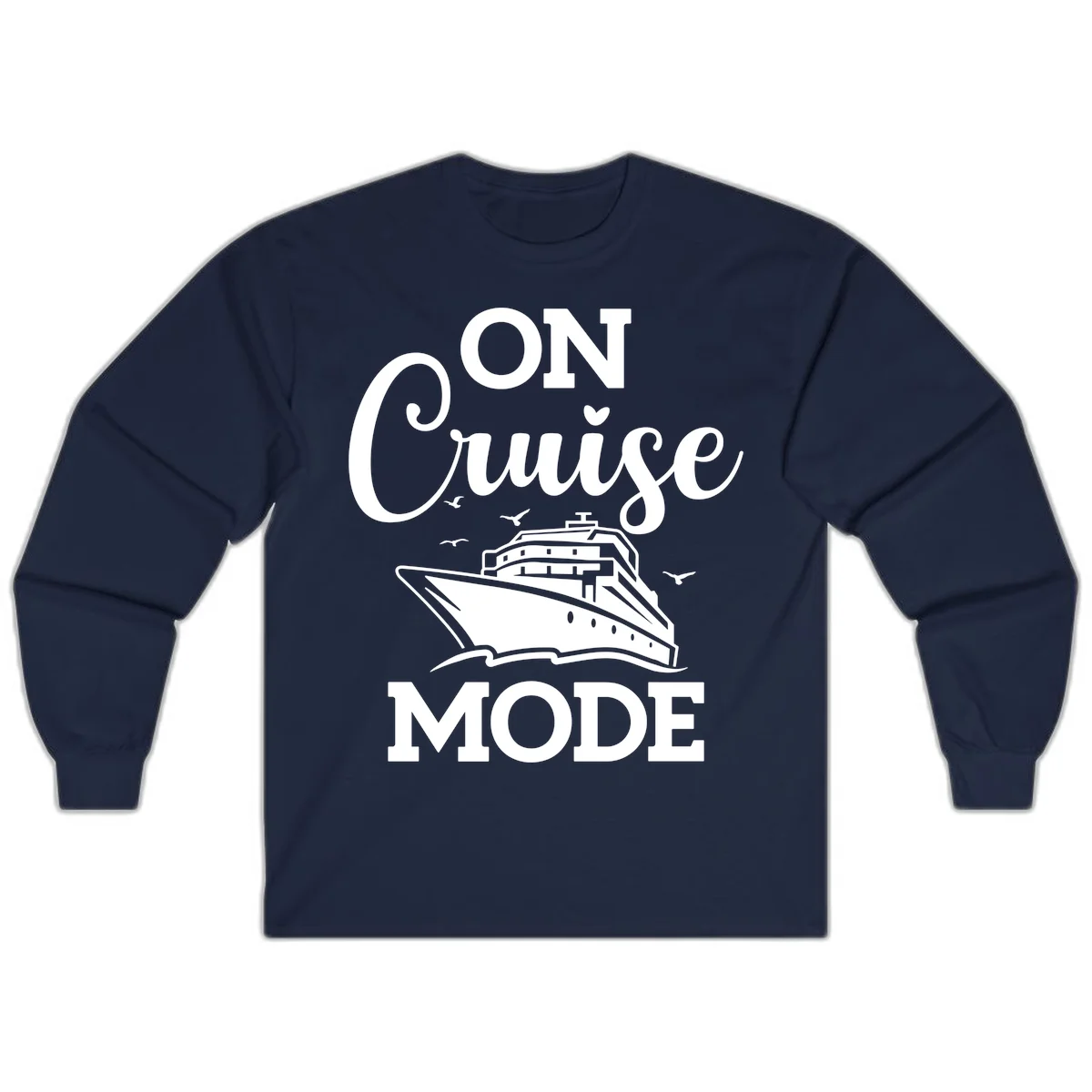 On Cruise Mode Long Sleeve Cruise Vacation Top in Navy