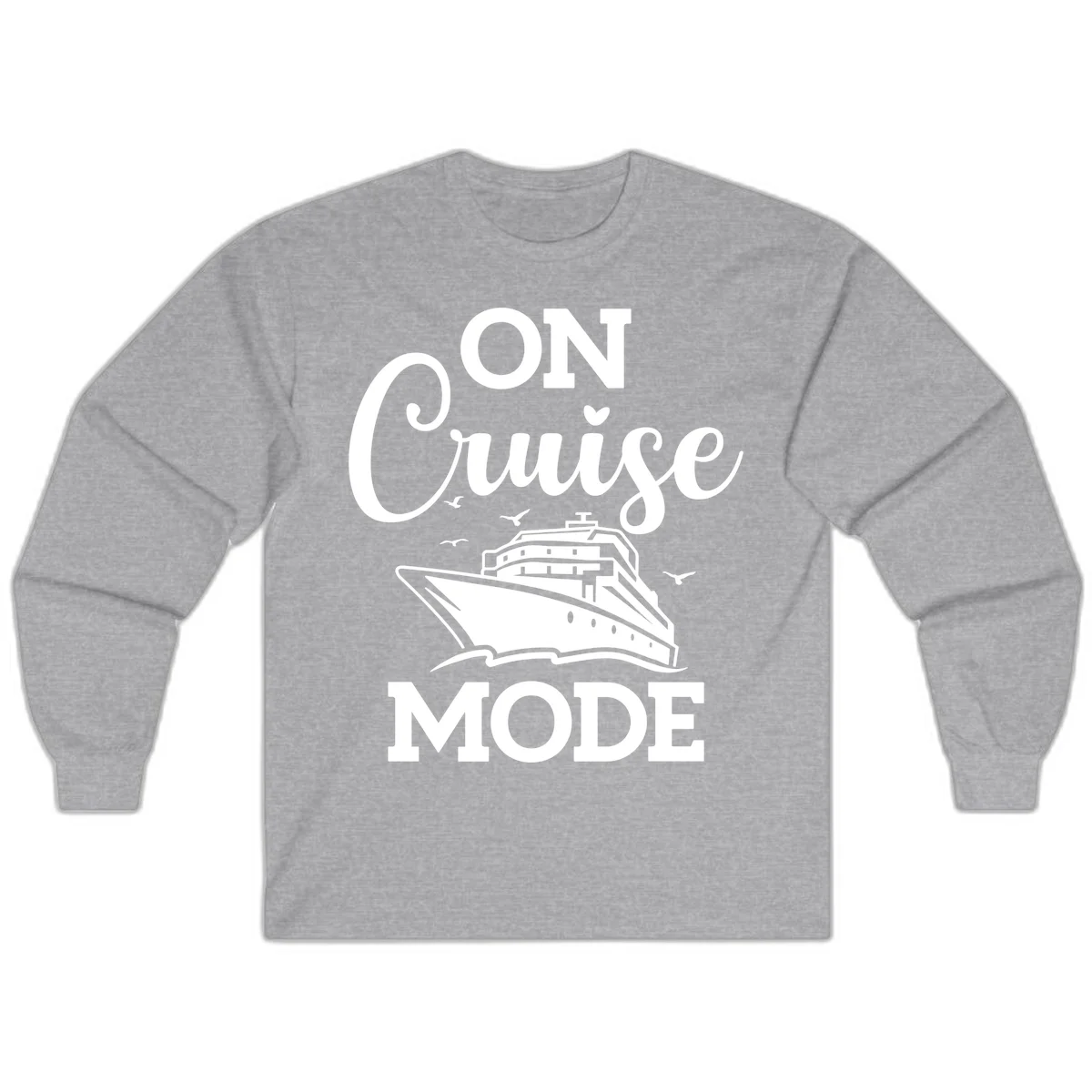 On Cruise Mode Long Sleeve Cruise Vacation Top in Sport Grey