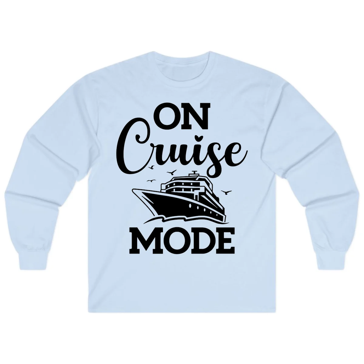 On Cruise Mode Long Sleeve Cruise Vacation Top in Light Blue