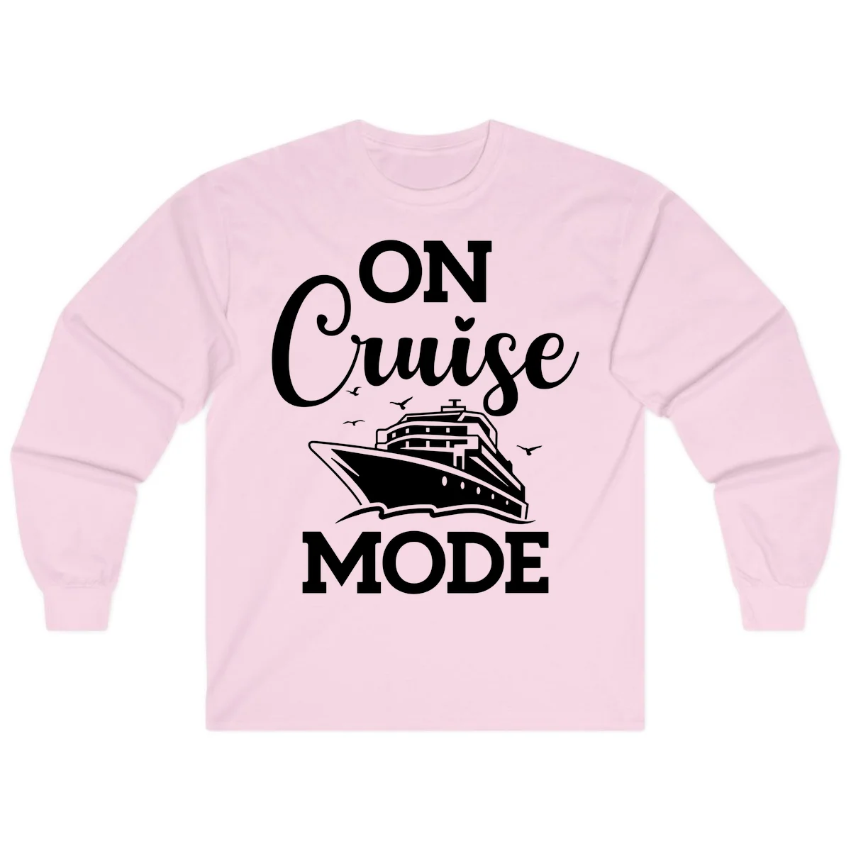 On Cruise Mode Long Sleeve Cruise Vacation Top in Light Pink