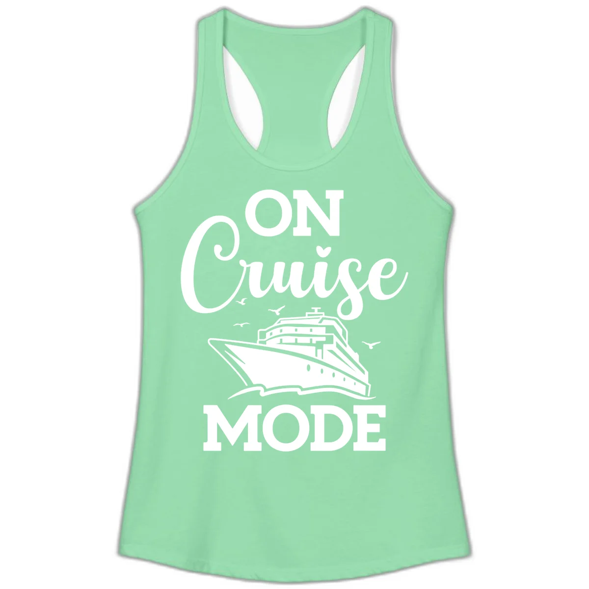 On Cruise Mode Ladies Racerback Tank Top in Solid Mint