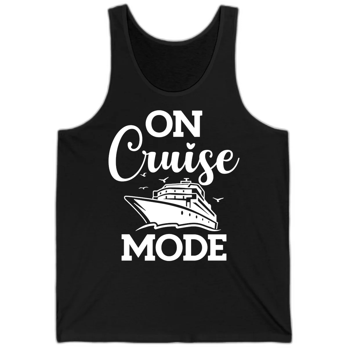 On Cruise Mode Vacation Tank Top for Cruising in Black