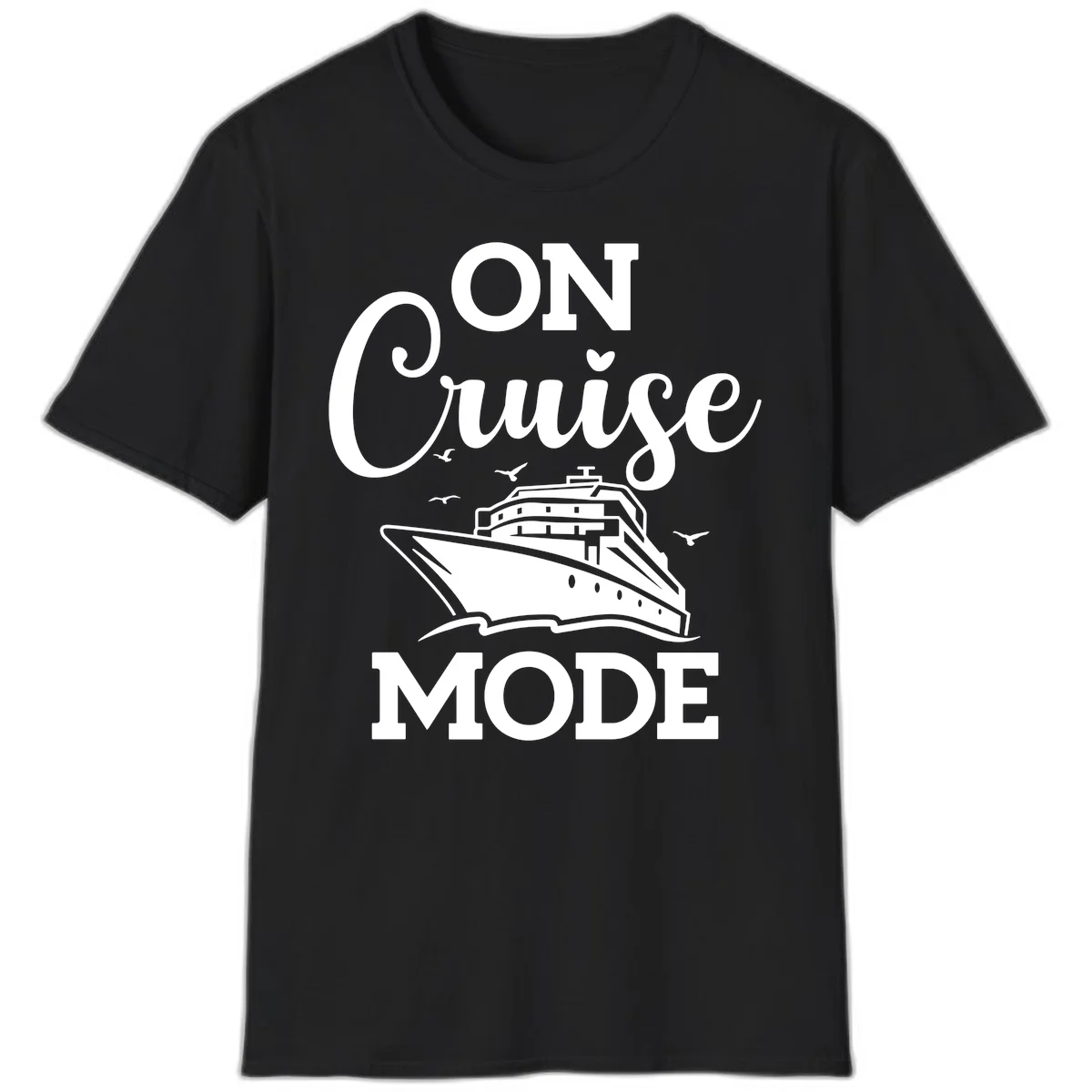 On Cruise Mode Vacation T-Shirt for Cruise Lovers in Black