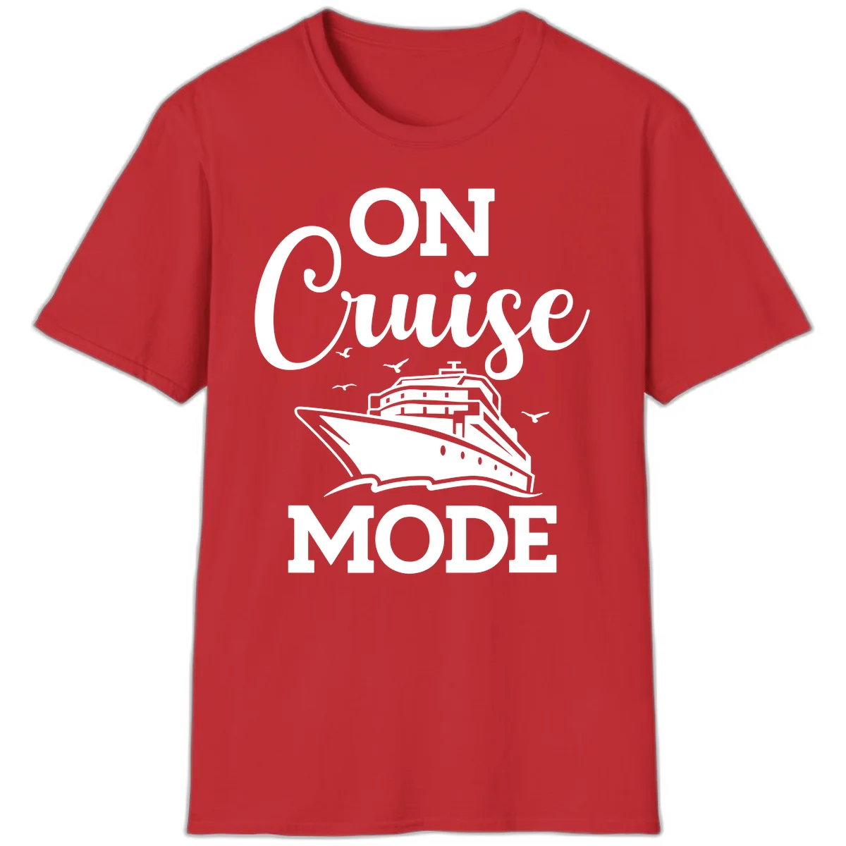 On Cruise Mode Vacation T-Shirt for Cruise Lovers in Red