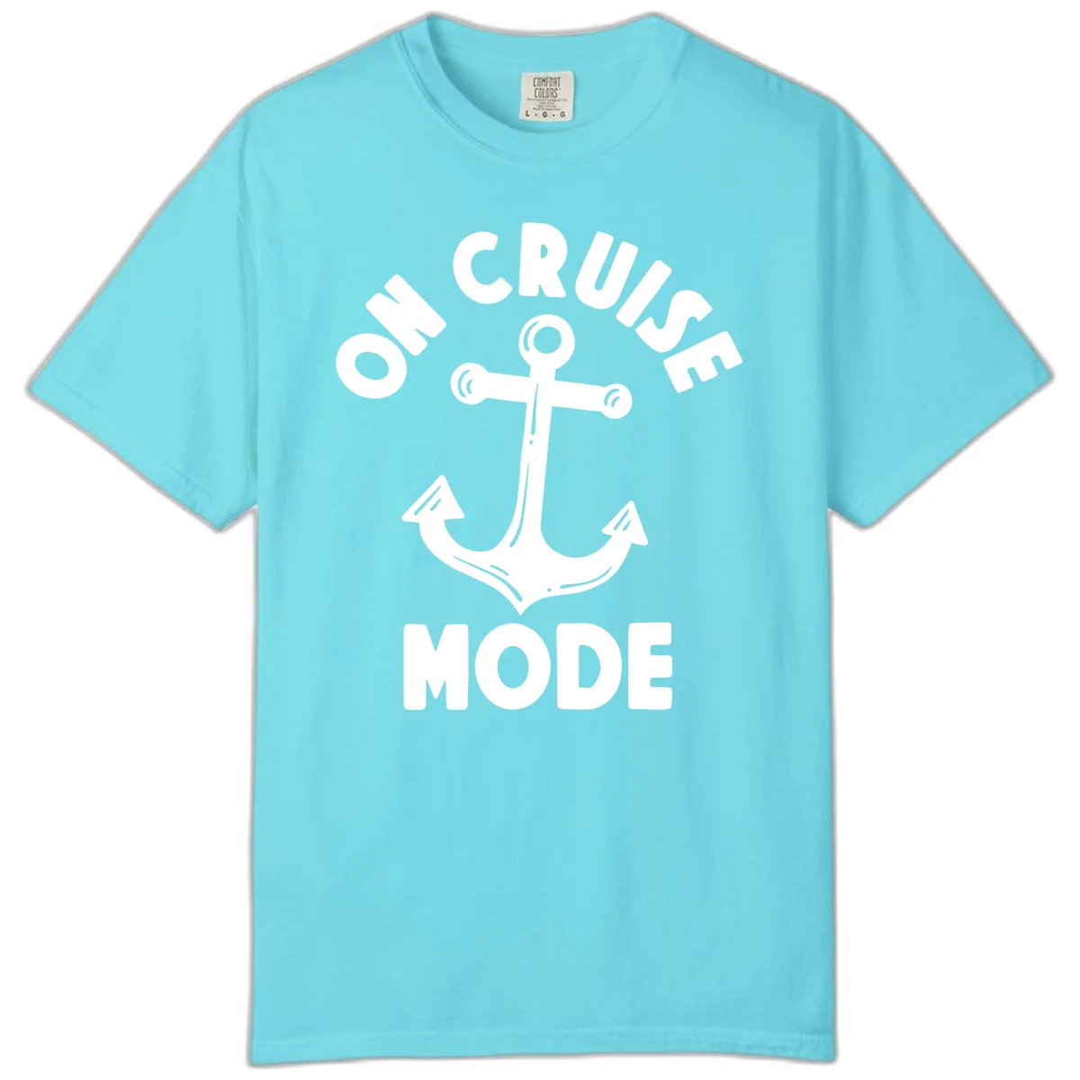 Cruise Mode Anchor Comfort Color T-Shirt in Lagoon Blue