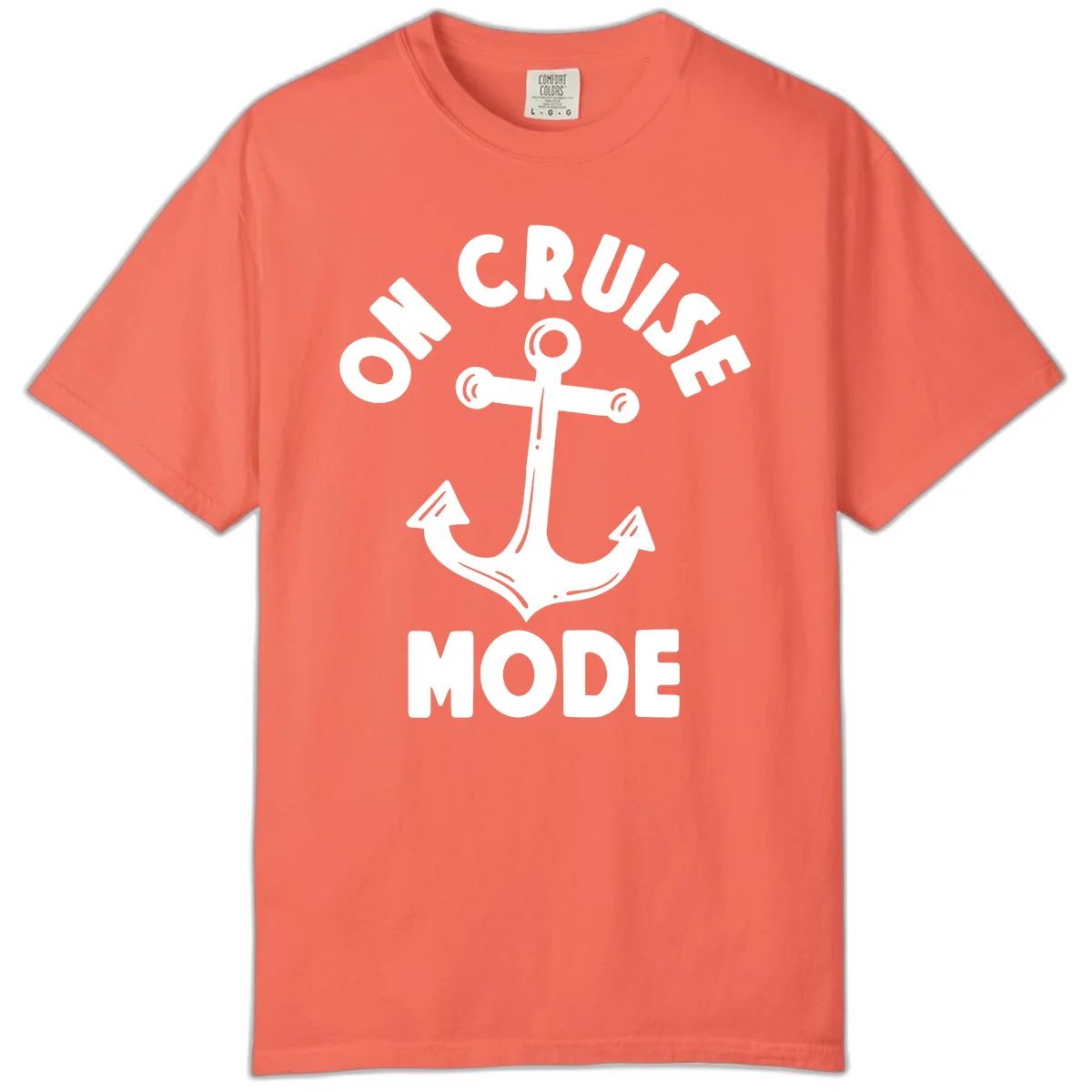 Cruise Mode Anchor Comfort Color T-Shirt in Bright Salmon
